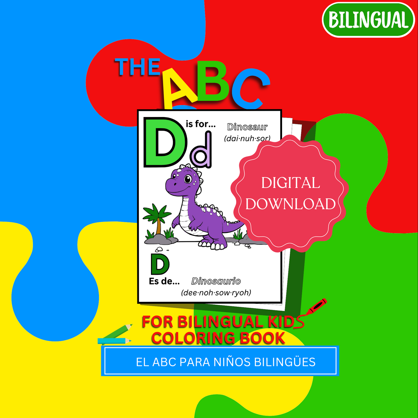 The ABC For Bilingual Kids Coloring Book - El ABC para Niños Bilingües