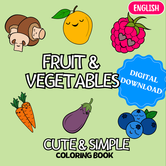 Fruit & Vegetables Cute & Simple Coloring Book English-Only Edition